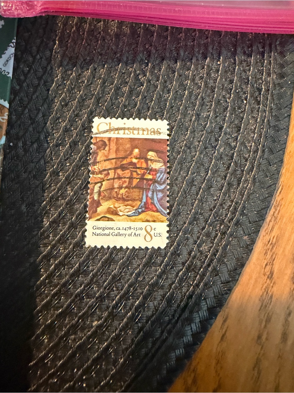 Vintage Nativity Scene Christmas 8 Cent Canceled Stamp
